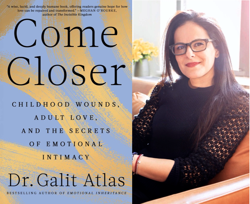 swifthouseinn_hotel_middlebury_closer Book cover of 'Come Close' by Dr. Galit Atlas with blue and orange abstract background; shows title and author name.